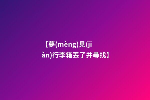 【夢(mèng)見(jiàn)行李箱丟了并尋找】