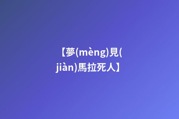 【夢(mèng)見(jiàn)馬拉死人】