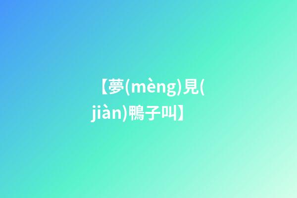 【夢(mèng)見(jiàn)鴨子叫】
