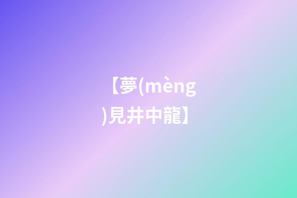 【夢(mèng)見井中龍】