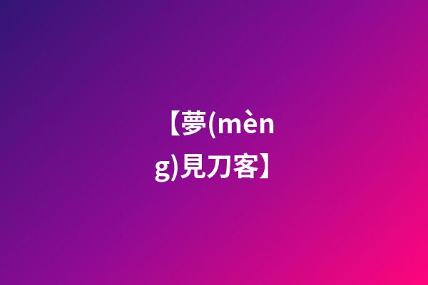 【夢(mèng)見刀客】