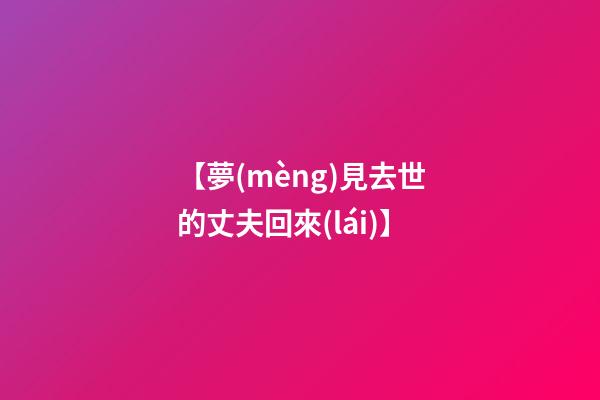 【夢(mèng)見去世的丈夫回來(lái)】