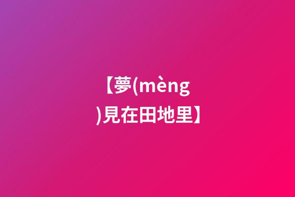 【夢(mèng)見在田地里】