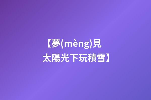 【夢(mèng)見太陽光下玩積雪】