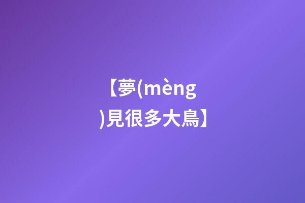【夢(mèng)見很多大鳥】