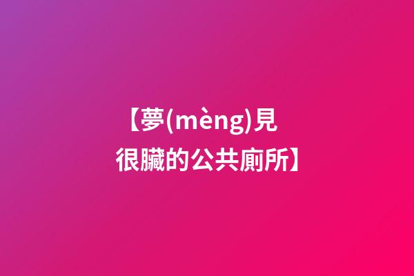 【夢(mèng)見很臟的公共廁所】