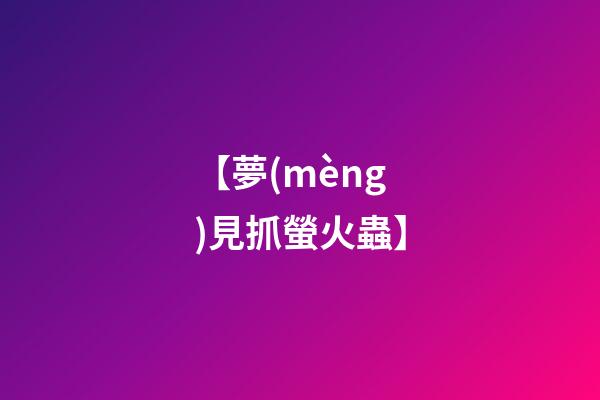 【夢(mèng)見抓螢火蟲】