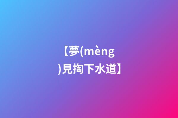 【夢(mèng)見掏下水道】
