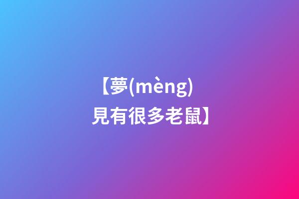 【夢(mèng)見有很多老鼠】