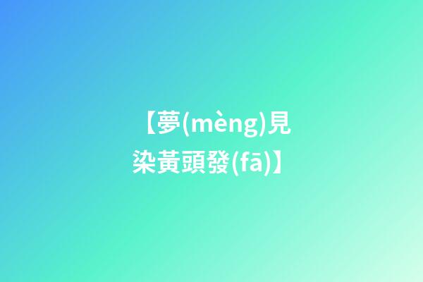 【夢(mèng)見染黃頭發(fā)】