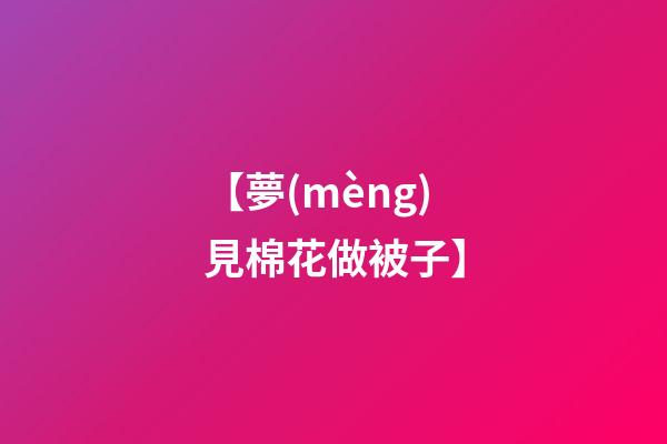【夢(mèng)見棉花做被子】