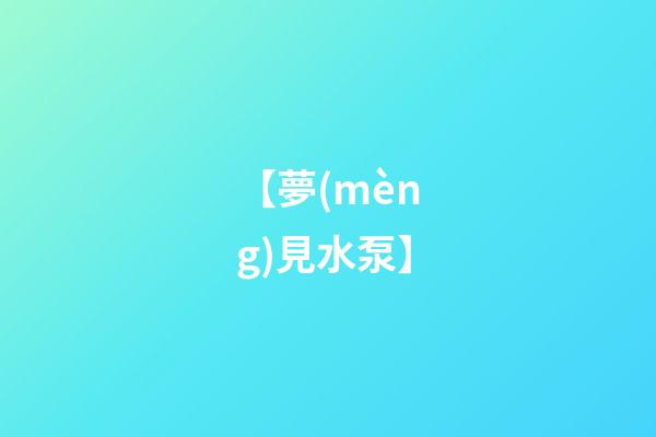 【夢(mèng)見水泵】