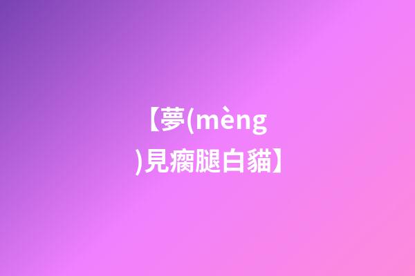 【夢(mèng)見瘸腿白貓】