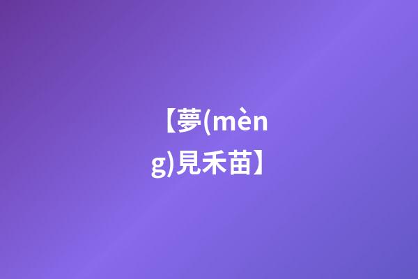 【夢(mèng)見禾苗】
