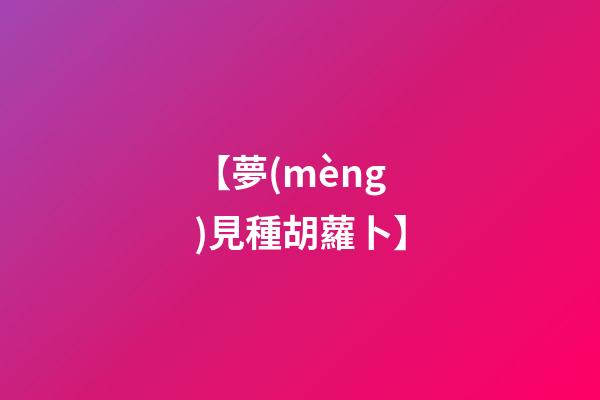 【夢(mèng)見種胡蘿卜】