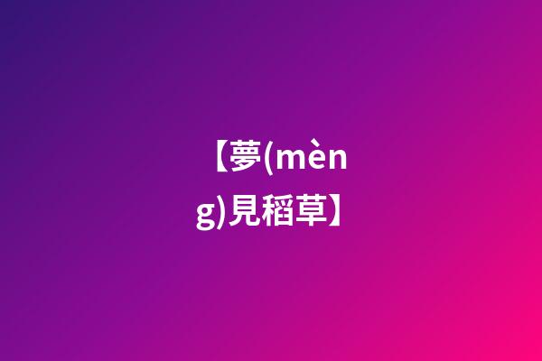 【夢(mèng)見稻草】