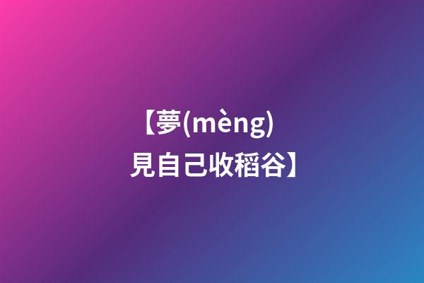 【夢(mèng)見自己收稻谷】
