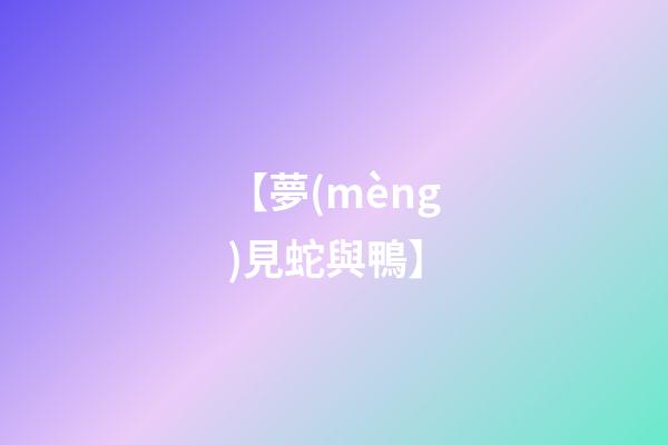 【夢(mèng)見蛇與鴨】