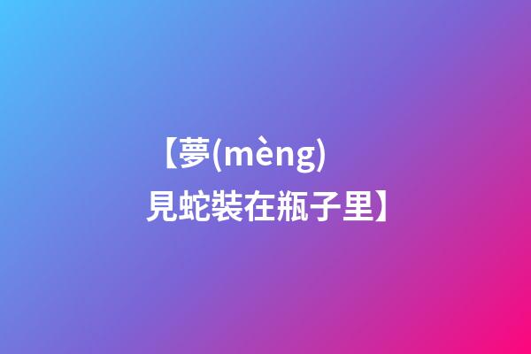 【夢(mèng)見蛇裝在瓶子里】