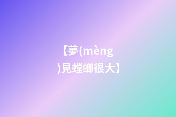 【夢(mèng)見螳螂很大】