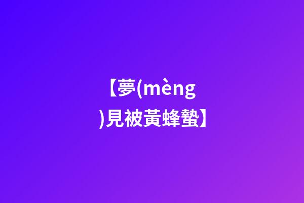 【夢(mèng)見被黃蜂蟄】