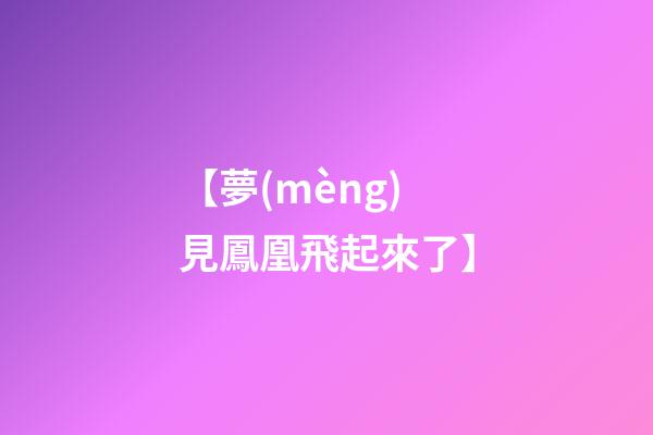 【夢(mèng)見鳳凰飛起來了】