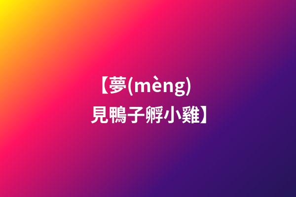 【夢(mèng)見鴨子孵小雞】