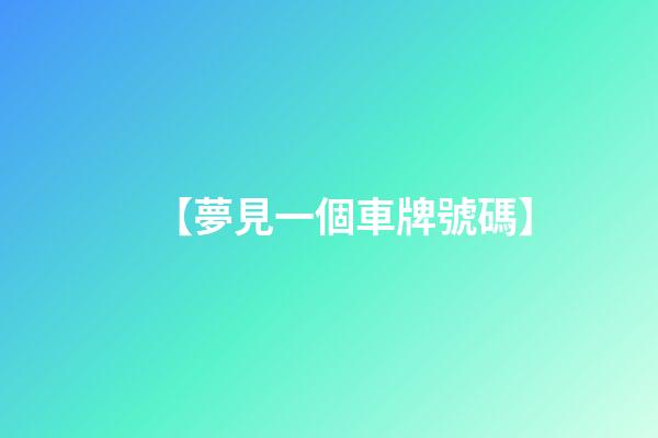 【夢見一個車牌號碼】