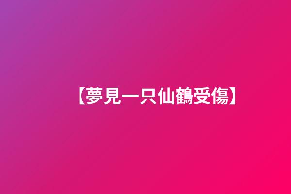 【夢見一只仙鶴受傷】