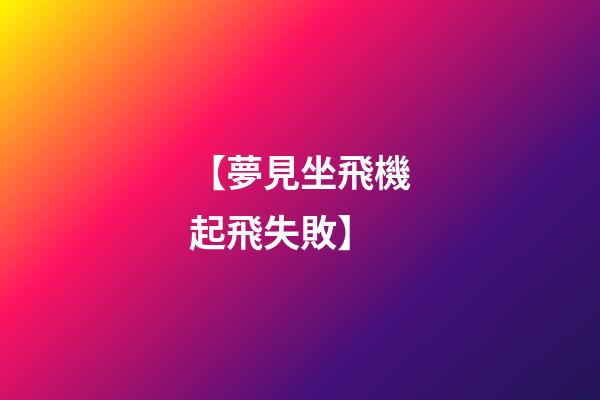 【夢見坐飛機起飛失敗】