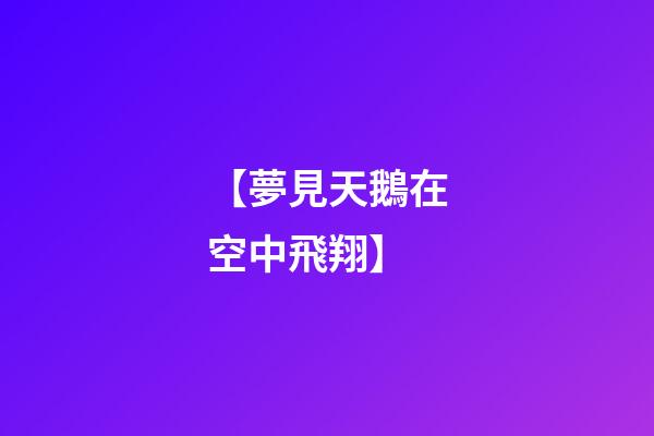 【夢見天鵝在空中飛翔】