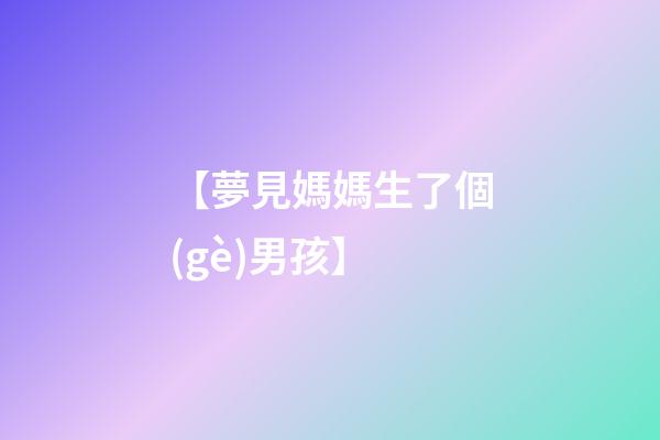 【夢見媽媽生了個(gè)男孩】