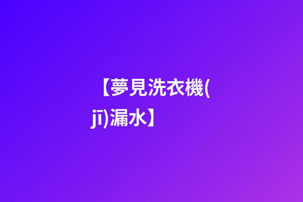 【夢見洗衣機(jī)漏水】