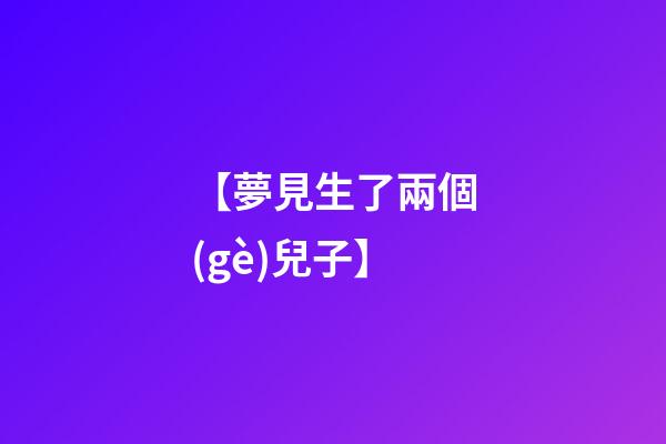 【夢見生了兩個(gè)兒子】
