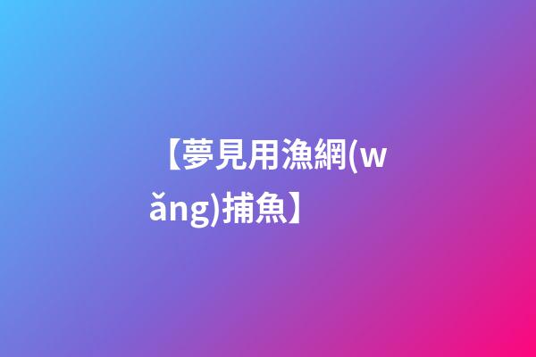 【夢見用漁網(wǎng)捕魚】