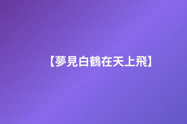 【夢見白鶴在天上飛】