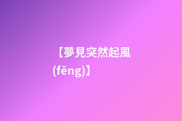 【夢見突然起風(fēng)】