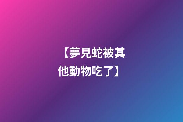 【夢見蛇被其他動物吃了】