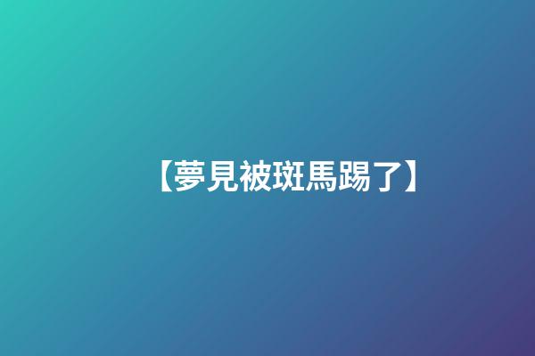 【夢見被斑馬踢了】