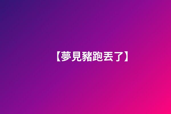 【夢見豬跑丟了】