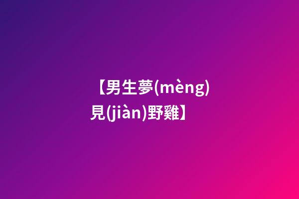 【男生夢(mèng)見(jiàn)野雞】