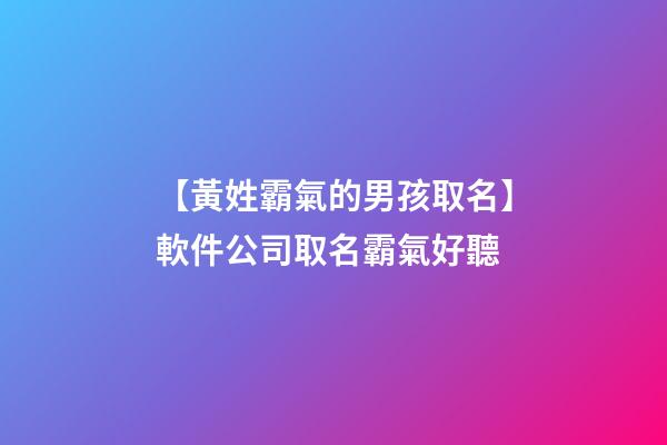 【黃姓霸氣的男孩取名】軟件公司取名霸氣好聽-第1張-公司起名-玄機(jī)派