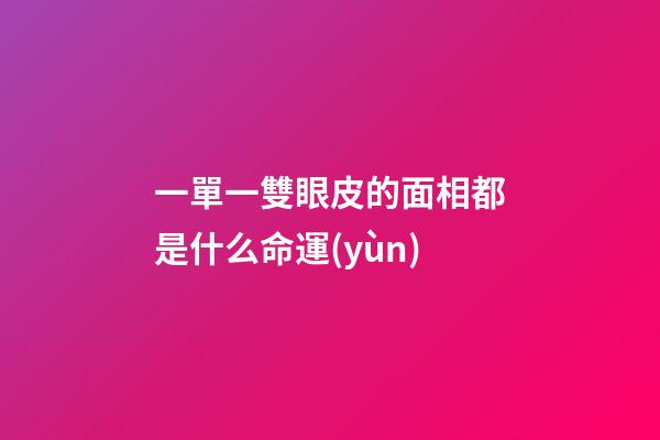 一單一雙眼皮的面相都是什么命運(yùn)