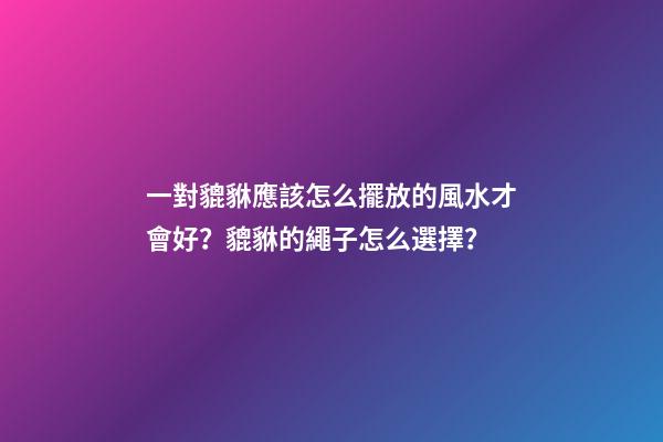 一對貔貅應該怎么擺放的風水才會好？貔貅的繩子怎么選擇？