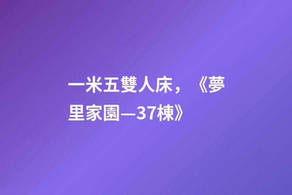 一米五雙人床，《夢里家園—37棟》-第1張-觀點-玄機派