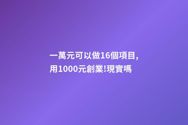 一萬元可以做16個項目,用1000元創業!現實嗎-第1張-觀點-玄機派