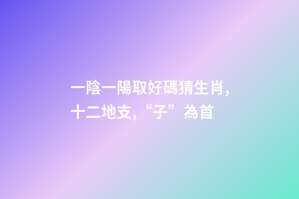 一陰一陽取好碼猜生肖,十二地支,“子”為首-第1張-觀點-玄機派