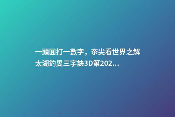 一頭圓打一數字，夵尖看世界之解太湖釣叟三字訣3D第2022248期-第1張-觀點-玄機派