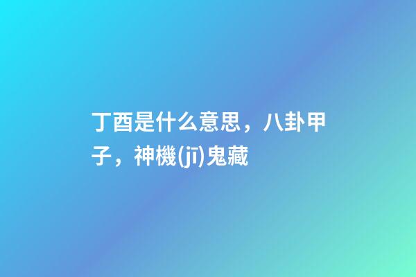 丁酉是什么意思，八卦甲子，神機(jī)鬼藏-第1張-觀點(diǎn)-玄機(jī)派