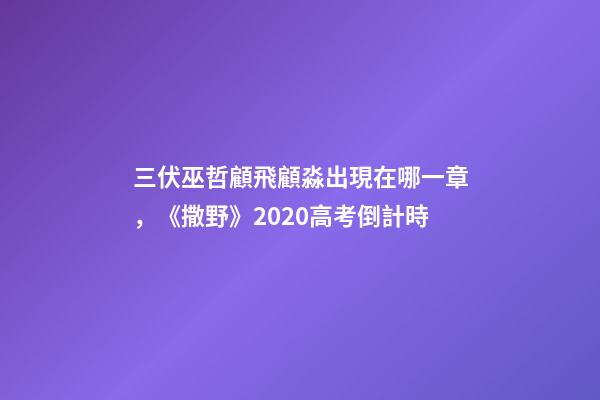 三伏巫哲顧飛顧淼出現在哪一章，《撒野》2020高考倒計時-第1張-觀點-玄機派